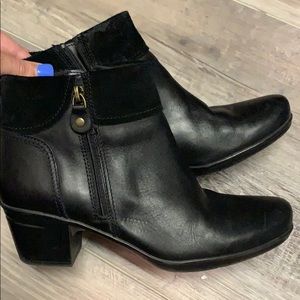 Clark’s black heeled boots